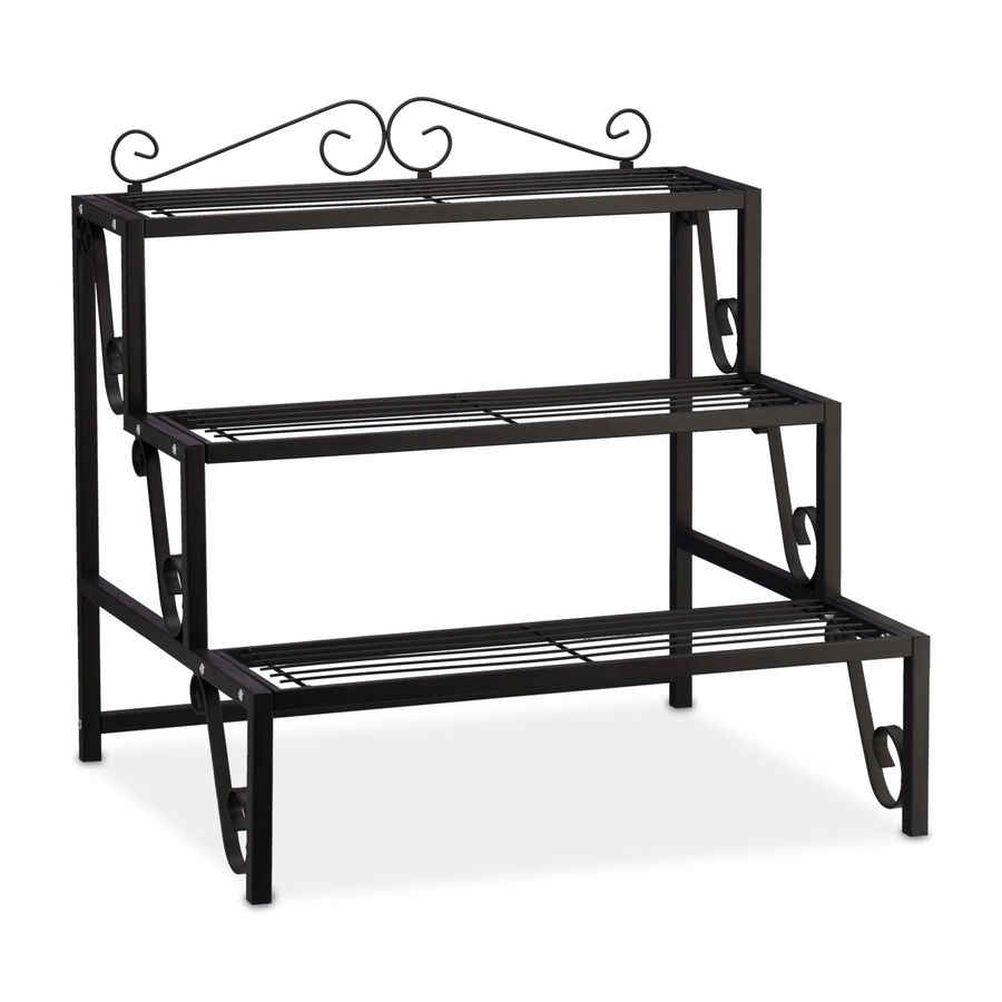 Relaxdays Blumentreppe aus Metall in Schwarz mit 3 Stufen, H x B x T: 69 x 70 x 60 cm - Bild 2