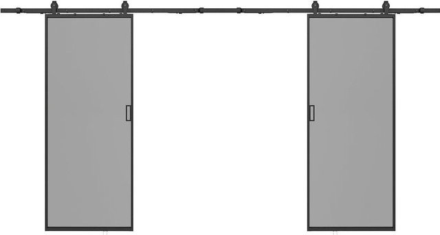 Vente-unique Schiebetür Linci in Schwarz und Grau mit Glas, Breite: 83 cm - Bild 1