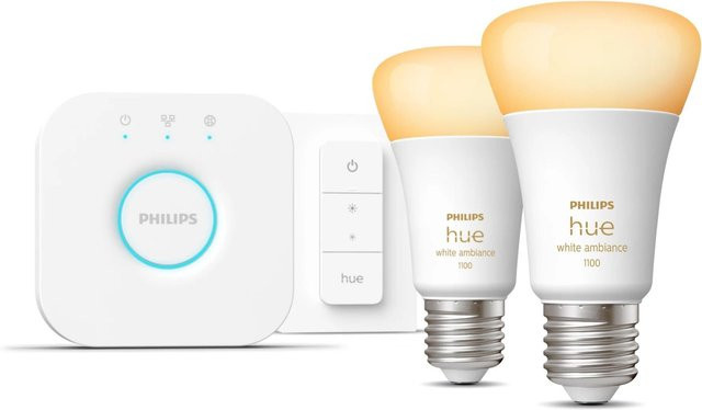 Philips White Ambiance Starter-Set mit E27 A60 LED-Lampen Doppelpack und Dimmschalter - Bild 2