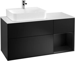 V&B Finion Waschtischunterschrank mit LED-Beleuchtung und Regalelement, Blau lackiert, Breite: 120 cm - Bild 1