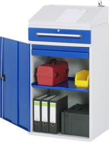 Rau Beistellschrank Stehpult Modell 03 aus Stahlblech B/T/H: 65 x 52 x 111/122 cm - Bild 1