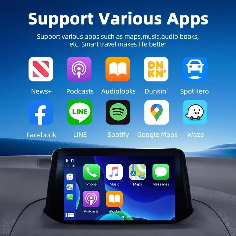 kebidumei 2in1 Wireless CarPlay und Android Auto Adapter Dongle Smart Box in Schwarz - Bild 2