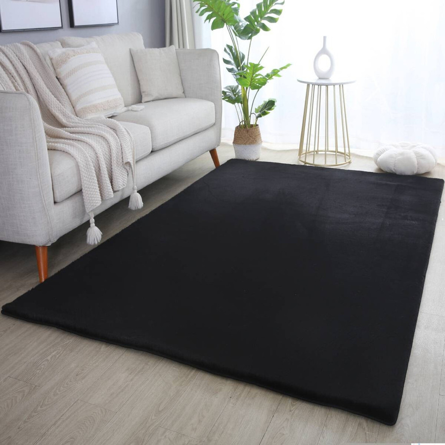 Ayyildiz Kurzflorteppich Pouffy in Schwarz mit Felloptik, B/L: 140 x 200 cm - Bild 3