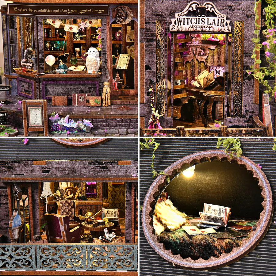 ASLOWSNAIL Magic Castle Buchecke Kit, 3D DIY Holzpuzzle, Holz, Fantasy - Bild 2
