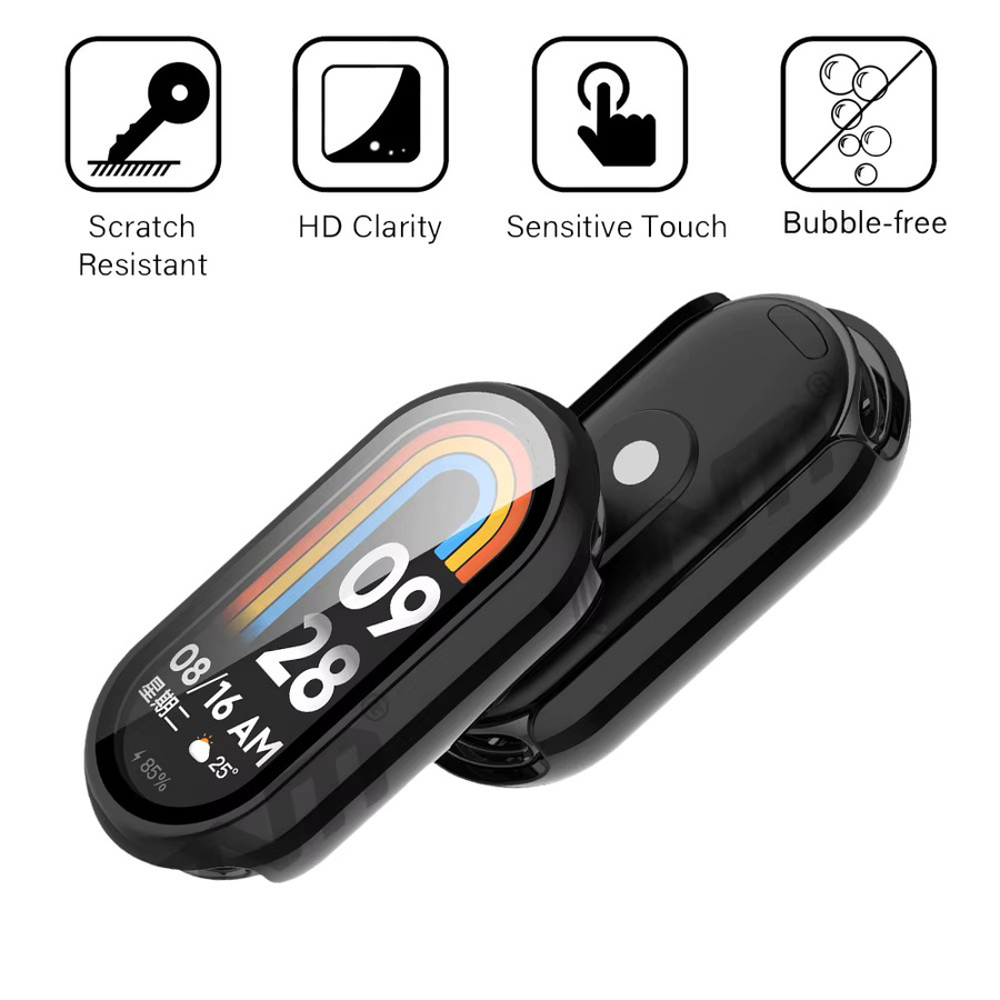 ONM Schutzset für Xiaomi Mi Band 10 mit gehärtetem Glas und harter PC-Schutzhülle in Schwarz und Grün - Bild 4
