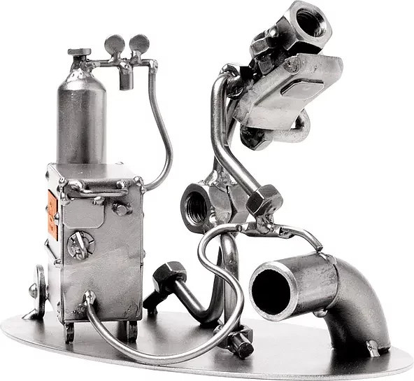Schraubenmännchen Schweißer von Hinz & Kunst aus Metall in Silber - Bild 1