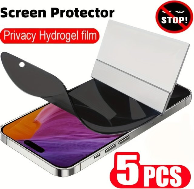 5 Stück Privatsphäre Hydrogel Displayschutzfolie für iPhone 15 16 17 Pro Max XS XR X 11 12 13 14 Pro 13 Mini 7 8 Plus in Transparent - Bild 1
