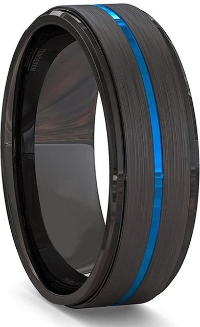 Ehering Titan, 8mm, Schwarz, Doppel Rille, Herren - Bild 1
