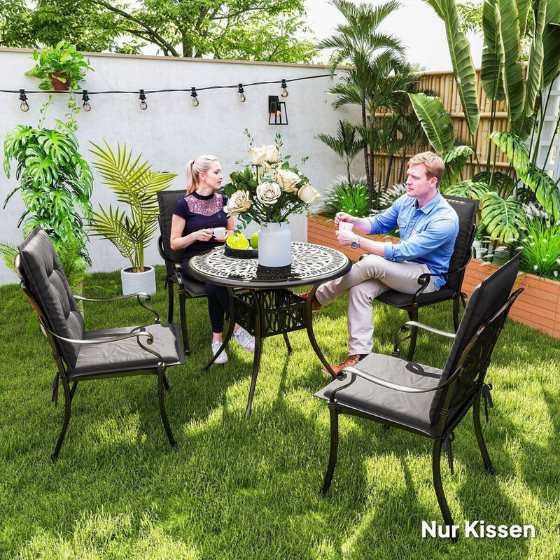 Outsunny Sitzkissen 4er Set grau aus Polyester mit Schaumstoff, wasserabweisend und UV-beständig, B/H/L: 50 x 5 x 108 cm - Bild 3
