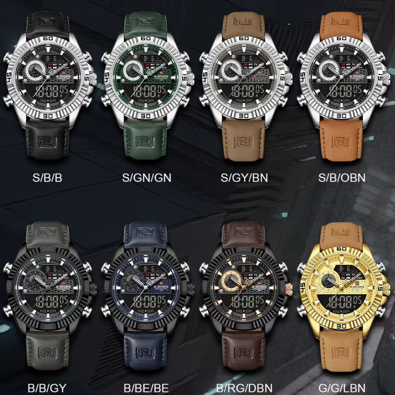 NAVIFORCE Digitaluhr, Quarz, Lederarmband, Schwarz, Herren - Bild 6