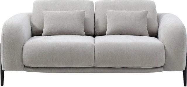Vente-unique Sofa Aravio Hellgrau ohne Schlafmöglichkeit mit Metallrahmen und abnehmbaren Bezügen, Breite: 170 cm - Bild 1