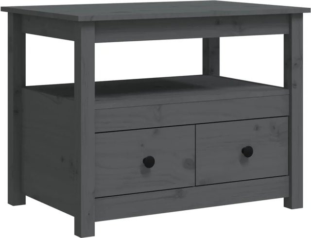 vidaXL Couchtisch aus massivem Kiefernholz in Grau, rustikaler Couchtisch, B/T/H: 71 x 49 x 55 cm - Bild 1