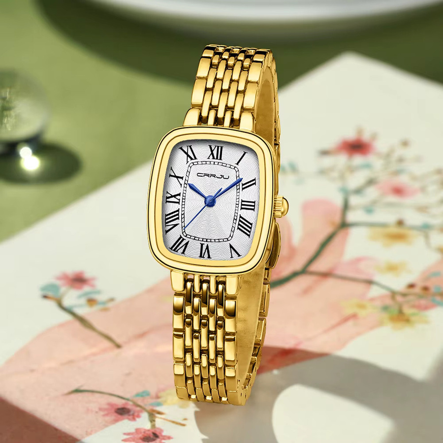 Curren Armbanduhr, Gold, Edelstahl, Quarz, Rechteckig, Damen, Vintage - Bild 3