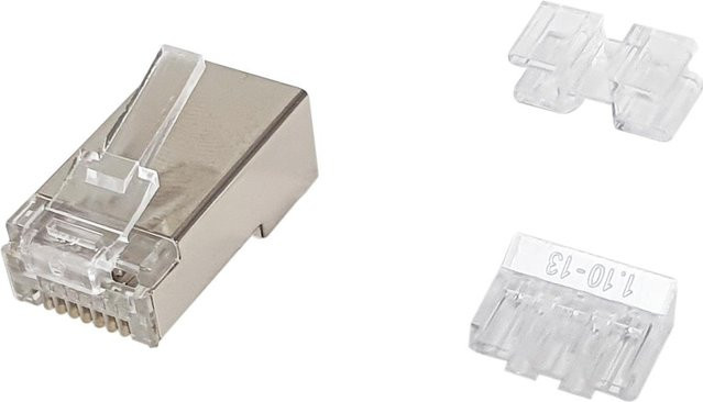 Equip Cat.6A RJ45 Geschirmte Ethernet Stecker, 100 Stück, Transparent, B: 22,4 mm, T: 11,7 mm - Bild 1