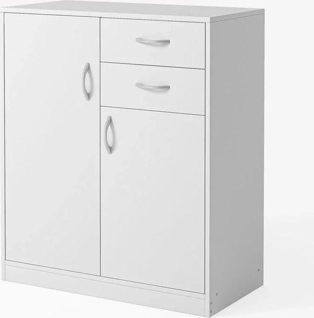 Rebiko Moderne Kommode Loft Weiß mit Schubladen und Regalen Höhe: 74 cm - Bild 1