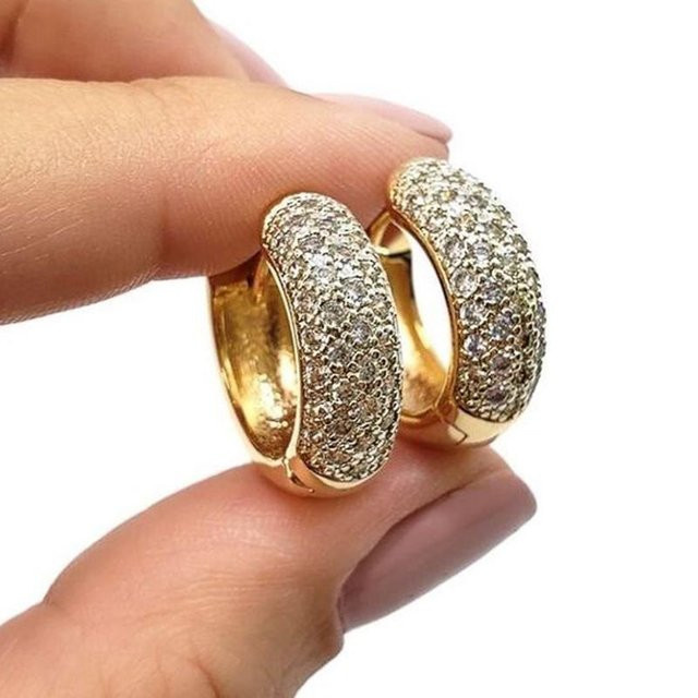 YIRAN Jewelry Creolen, Kupfer, Goldfarben, Zirkonia, Damen - Bild 1