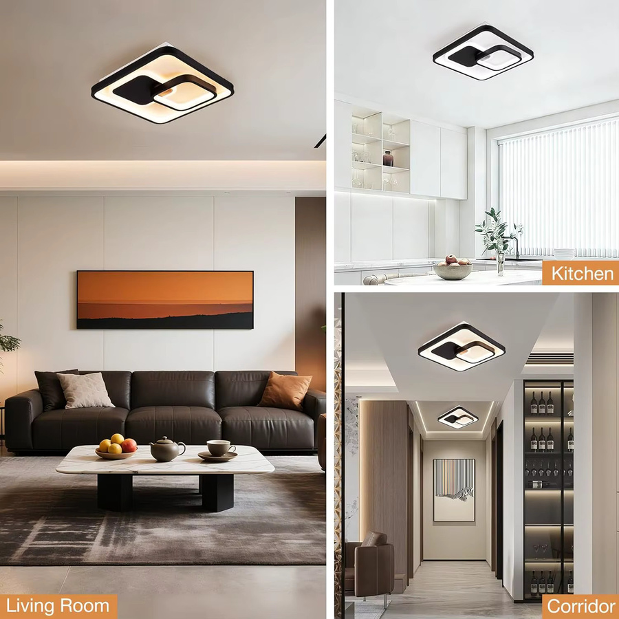 Moderne quadratische LED-Deckenleuchte von METININE mit 30W und integriertem LED-Licht, dimmbar mit Speicherfunktion für Wohnzimmer, Schlafzimmer oder Flur - Bild 3