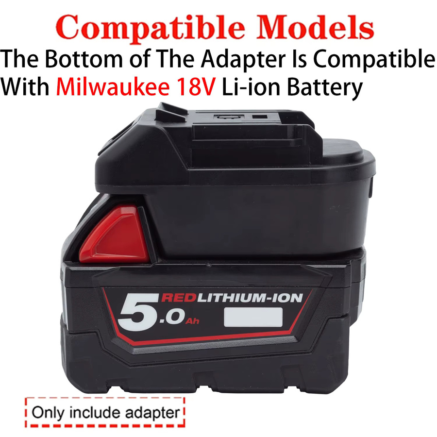 Batterieadapter-Konverter von Makita für 18V LXT Li-Ion-Werkzeuge auf Milwaukee 18V Li-Ion, Schwarz - Bild 2