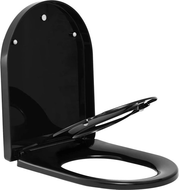 WOLTU Toilettendeckel D-Form mit Kindersitz und Absenkautomatik, abnehmbar, Kunststoff, Weiß oder Schwarz - Bild 1