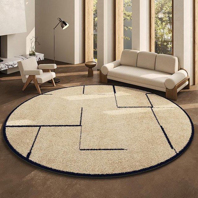 Runder Plüschteppich im französischen Retro-Stil, beige, Durchmesser: 140 cm - Bild 1