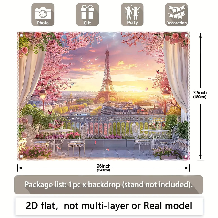 VIKAMA Wandteppich Eiffelturm Paris Frankreich mit Sonnenuntergang Landschaft in Mehrfarbig, Breite: 73 cm, Höhe: 95 cm - Bild 2