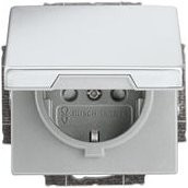 Busch-Jaeger Schuko Steckdosen-Einsatz EUKB-866 in Edelstahl, Farbe Silber, IP20 - Bild 1
