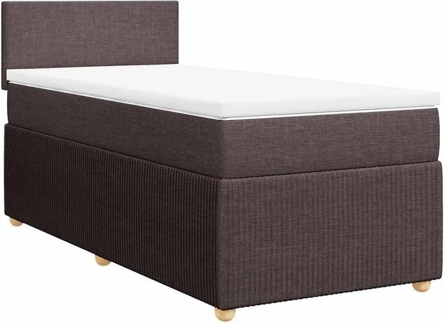 vidaXL Boxspringbett Hybrid mit Matratze Dunkelbraun B/T/H: 90 x 190 x 100,5 cm - Bild 1