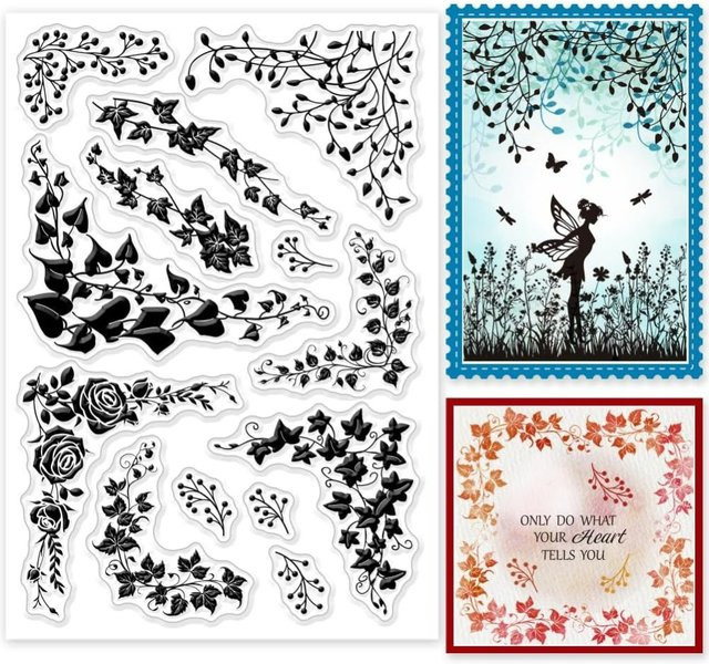 Rebeecken Transparenter Silikon-Stempel mit Pflanzen- und Blumen-Silhouette - Bild 1