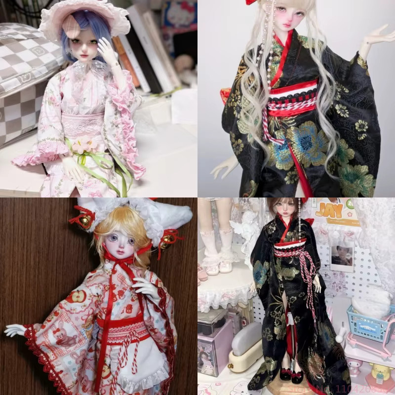 52TOYS Puppenkleidung, Outfit, 1/4 Größe, BJD, japanischer Stil, Showa-Kimono-Stoff, Kleidungsset, Zubehör, Bunt / Mehrfarbig - Bild 4