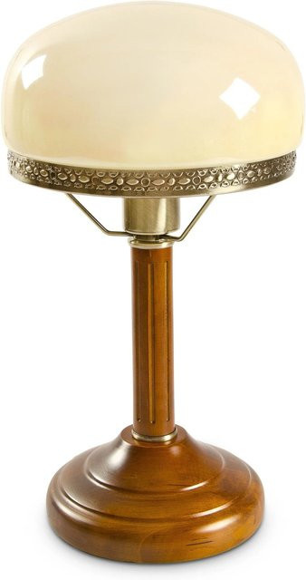Relaxdays Tischlampe aus Glas und Metall in Beige mit Antik Look und brünierter Messing-Optik, H: 21 cm, B: 16,5 cm, T: 12 cm - Bild 1