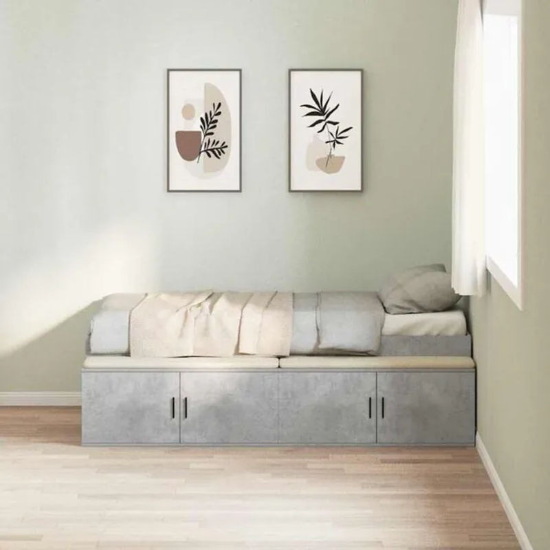 Vidaxl Funktionsbett mit Stauraum aus Holzwerkstoff in Grau, B/T/H: 75 x 190 cm - Bild 1