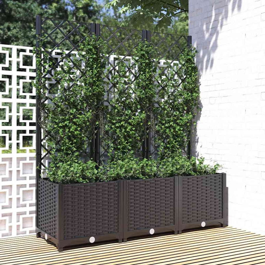 vidaXL Hochbeet Garten-Pflanzgefäß mit Spalier in Schwarz aus Polypropylen, B/T/H: 120 x 40 x 136 cm - Bild 7