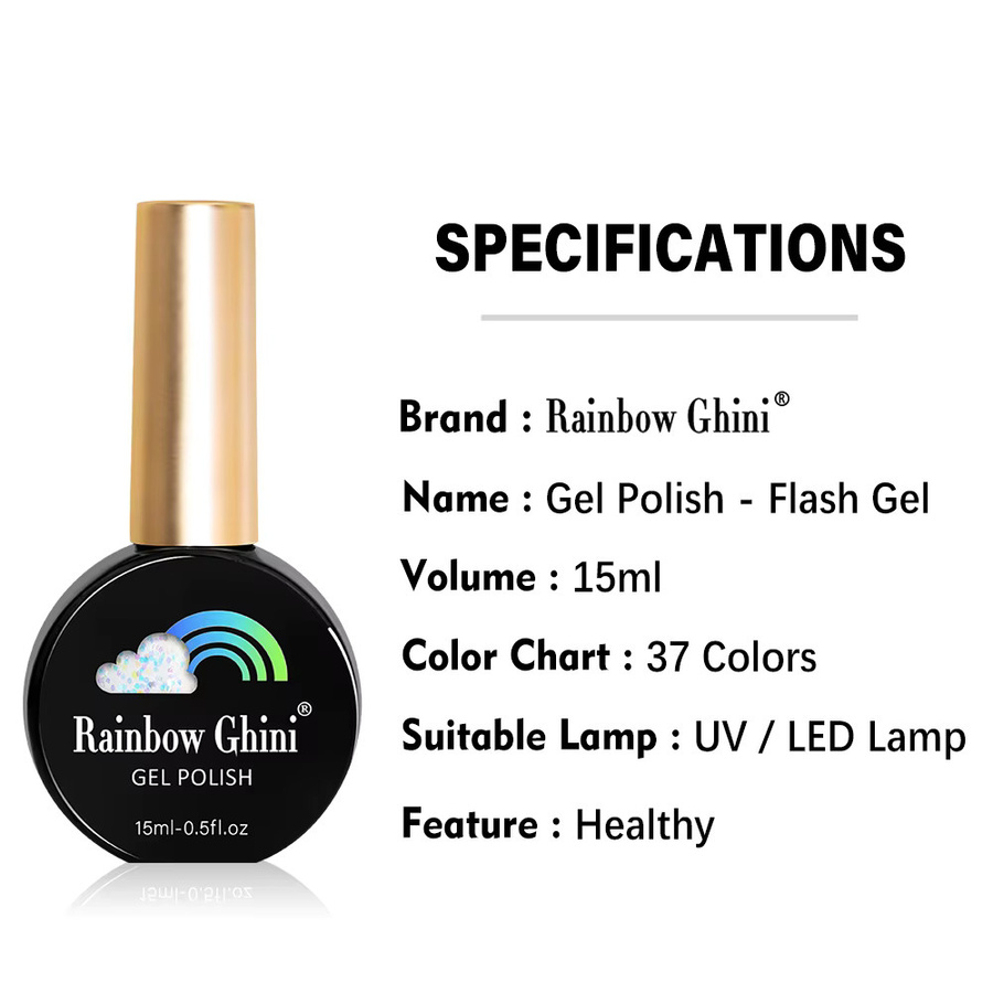 Rainbow Ghini Nagellack, weinrot, Glitzer-Schimmer, 15 ml - Bild 1