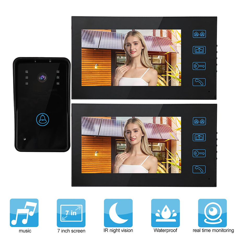 GoolRC Video-Türsprechanlage mit 2 Monitoren und 7 Zoll Touch-Display in Schwarz inklusive Nachtsicht und EU-Standard - Bild 6