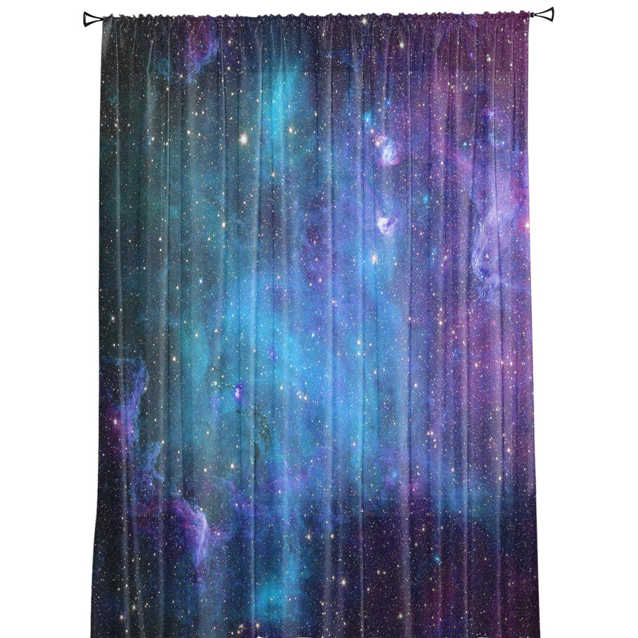 Transparentes Sternenhimmel Vorhang von Household supplies MH aus Tüll, Voile und Organza für Wohnzimmer und Küche, B: 135 cm, H: 115 cm - Bild 2