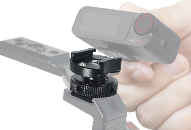FEICHAO 360 Grad drehbarer Kaltschuh Montageadapter aus Aluminium in Schwarz für Rode und DJI Mikrofone sowie LED-Lichter und Kamerakäfige - Bild 1