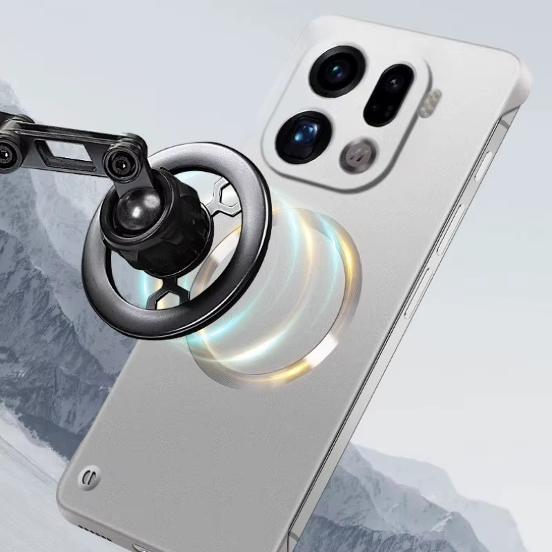 Magnetische Schutzhülle mit Metallic-Lackierung für OPPO Find X9 X8 X8S X7 Pro Reno 15 Ultra, rahmenlose PC-Hartschale, Farbe: Silber - Bild 2
