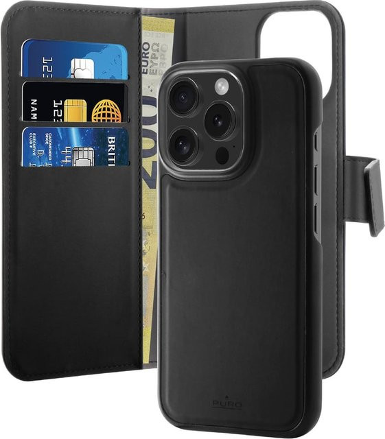 Detachable 2 in 1 Wallet Case für Apple iPhone 16 Pro Max, Schwarz - Bild 1