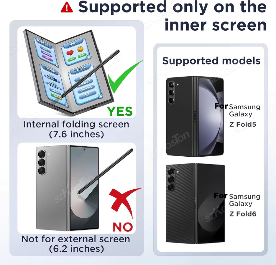 Samsung Ersatz-Eingabestift für Galaxy Z Fold 6 und Fold 5 in Schwarz mit 4096 Druckstufen ohne Bluetooth - Bild 2