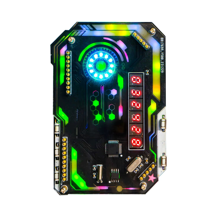 DIY Elektronik-Bausatz Cyberpunk RGB Digitaluhr mit USB-C Schnittstelle zum Selbstlöten in Multicolour - Bild 3