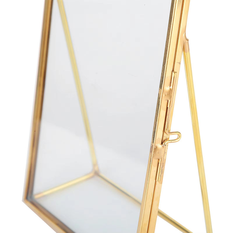 TOPINCN Fotorahmen aus Messing und Glas in Gold im Vintage-Design für die Tischaufstellung, Rechteckig, 10 x 15 cm - Bild 2