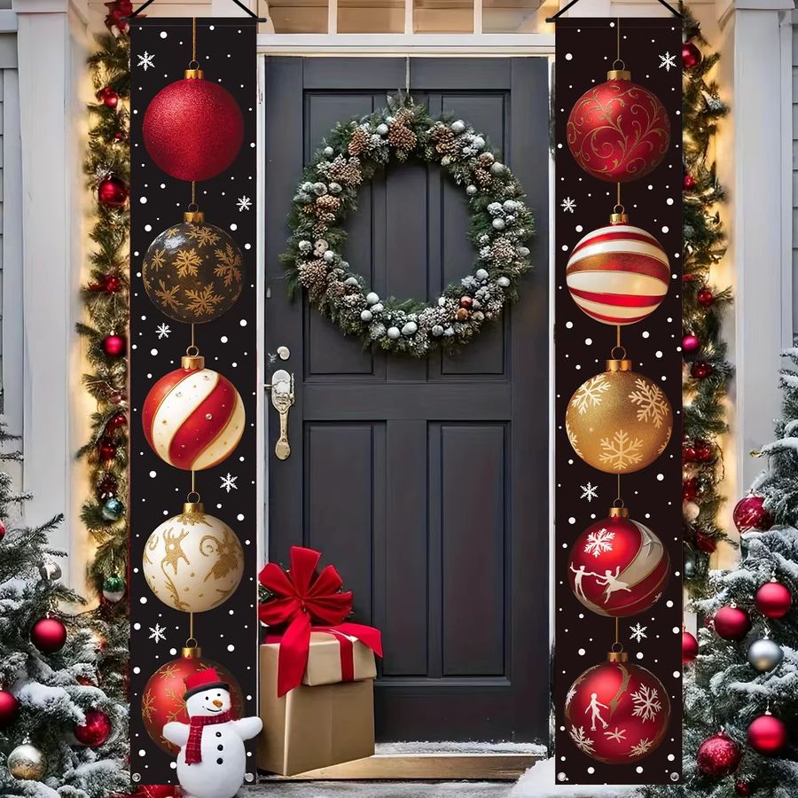 VIKAMA Weihnachts-Türbanner für Zuhause und Veranda, Mehrfarbig, Polyester, B/H: 30 x 180 cm - Bild 2