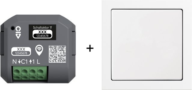 Busch-Jaeger Licht Set mit 1-Kanal Unterputz Schaltaktor und Smart Switch Wandschalter in Grau - Bild 1