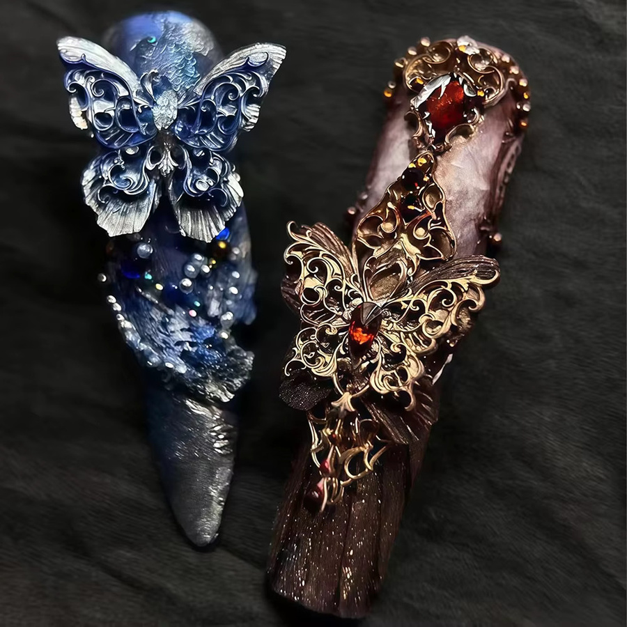 3D Barock Muster Gel Nail Art Form, Schmetterling Mond Harz Schwert Formen, Maniküre Zubehör - Bild 2