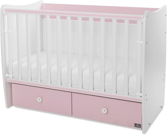 Lorelli Babybett MATRIX NEW Kinderbett mit 2 Schubladen und 2 Liegeebenen in Rosa, B/T: 120 x 60 cm - Bild 1