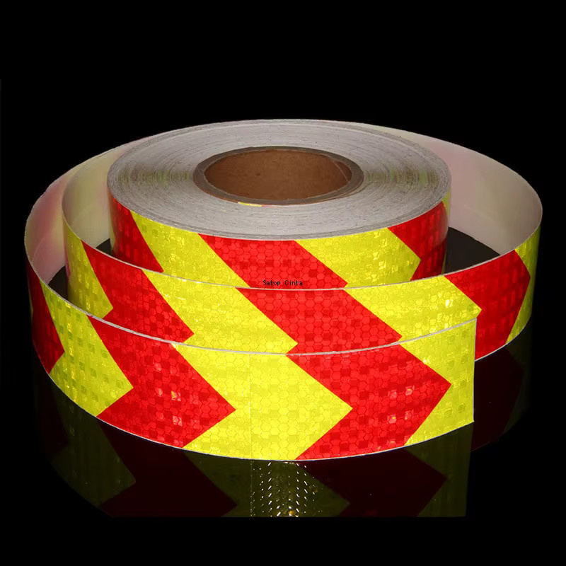 Reflektierendes Klebeband Satop Cinta mit Pfeil-Motiv, wasserdicht, Breite: 5 cm, Länge: 50 m, Farben: Weiß-Rot, Gelb-Schwarz - Bild 2