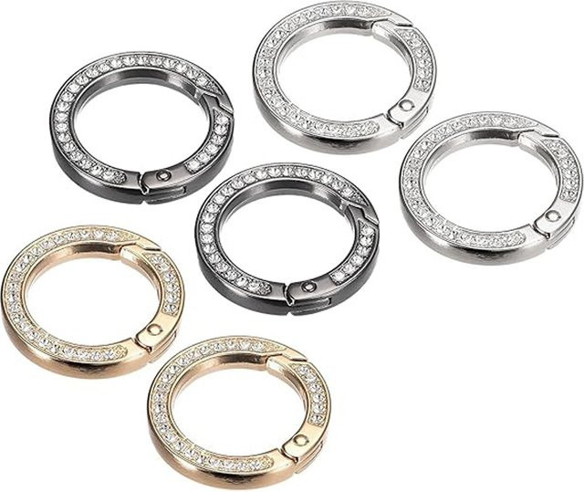 5 Stück O Ringe Strass, Runde Haken Clip Karabiner Schnalle - Bild 1