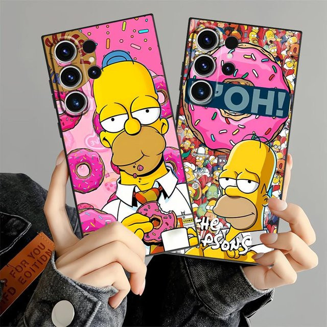 Handyhülle mit Simpsons Donut Design für Samsung Galaxy S26 S25 S24 S23 S21 FE S20 S10 S9 Note 20 Ultra und weitere Modelle, Multicolor - Bild 1