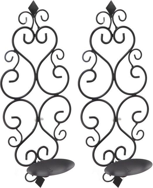 2er-Set Tooarts Kerzenhalter aus schwarzem Metall im klassischen Stil für Tealight, Wandmontage - Bild 1