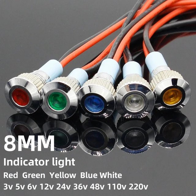 ELECAPITAL LED-Metallanzeigeleuchte wasserdicht Signallampe mit Draht Weiß 8 mm - Bild 1